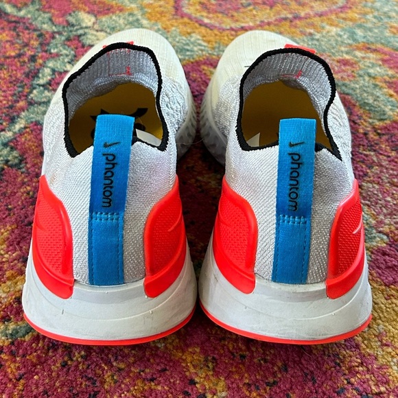 Nike | Women’s White React Phantom Run Flyknit 2 Sneakers, neon red accents, 6.5 - Picture 2 of 16